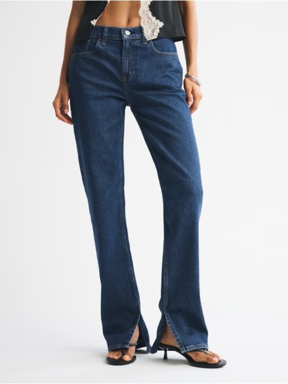 Abercrombie & Fitch Mid Rise 90s Straight Split Hem Jeans 30 Regular preppy